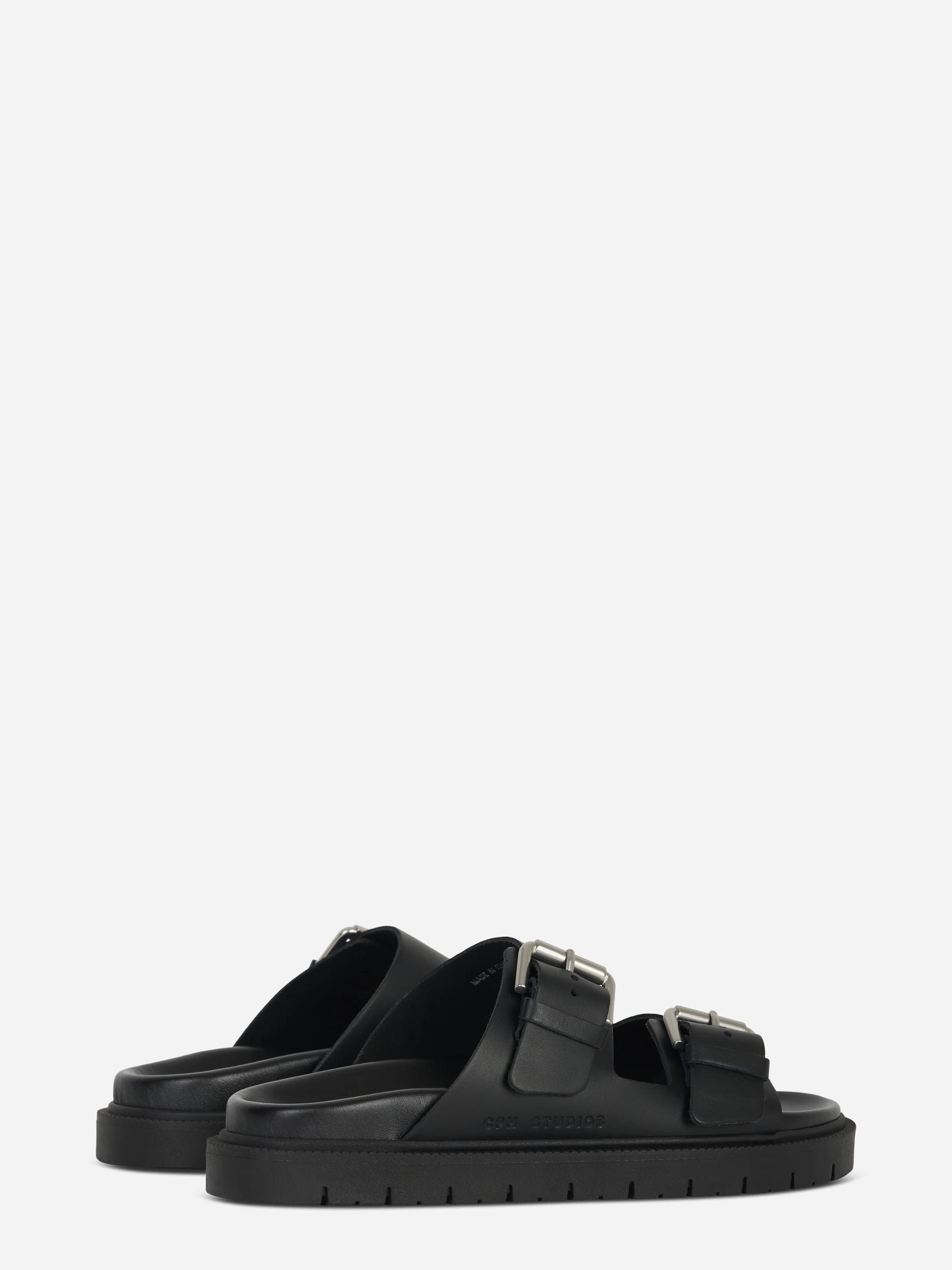 Sandalo flat nero con doppia fascia