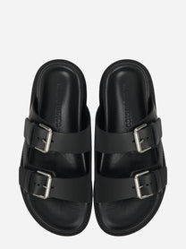 Sandalo flat nero con doppia fascia