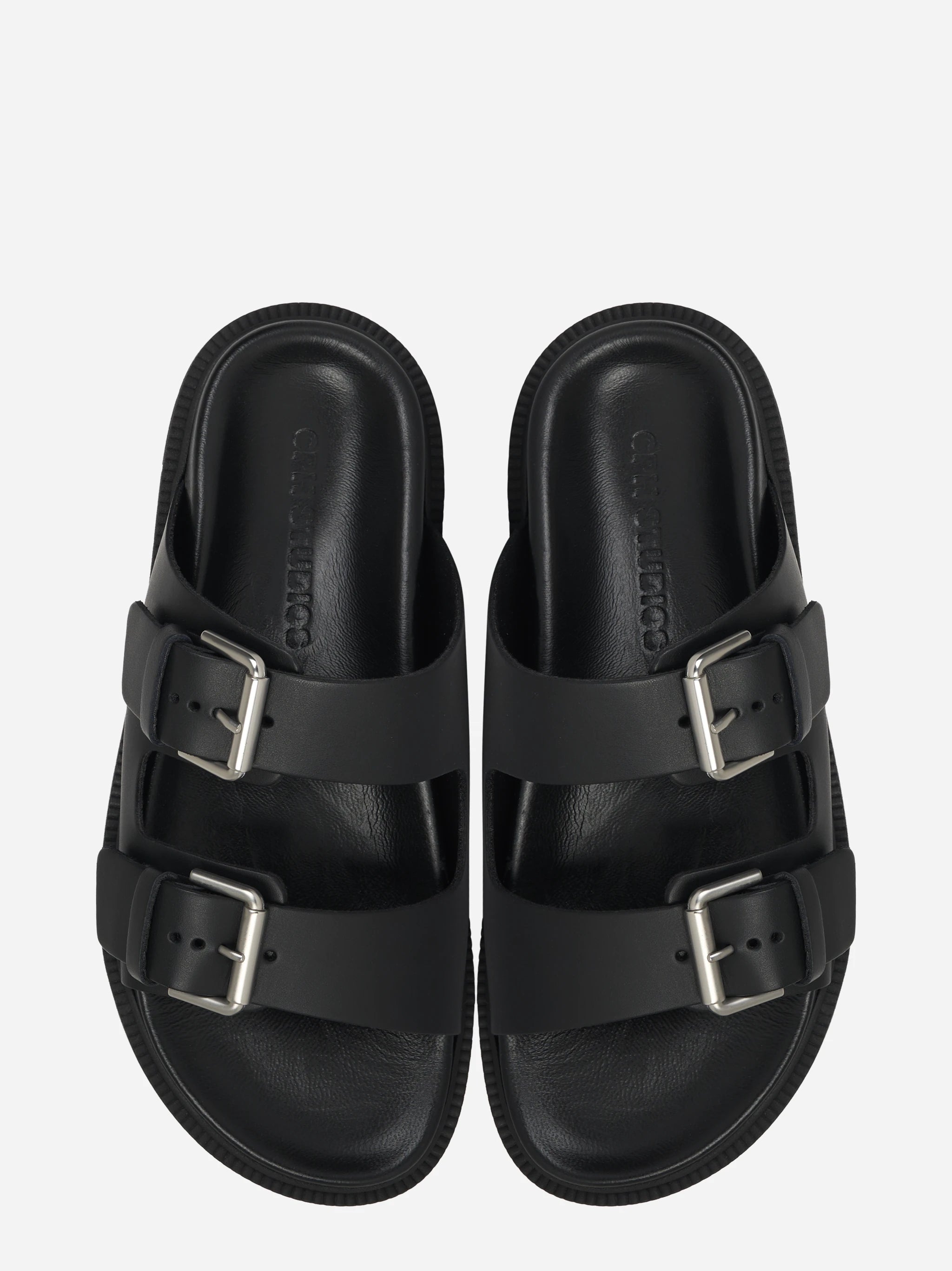 Sandalo flat nero con doppia fascia