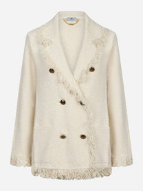Giacca in maglia bouclé con frange
