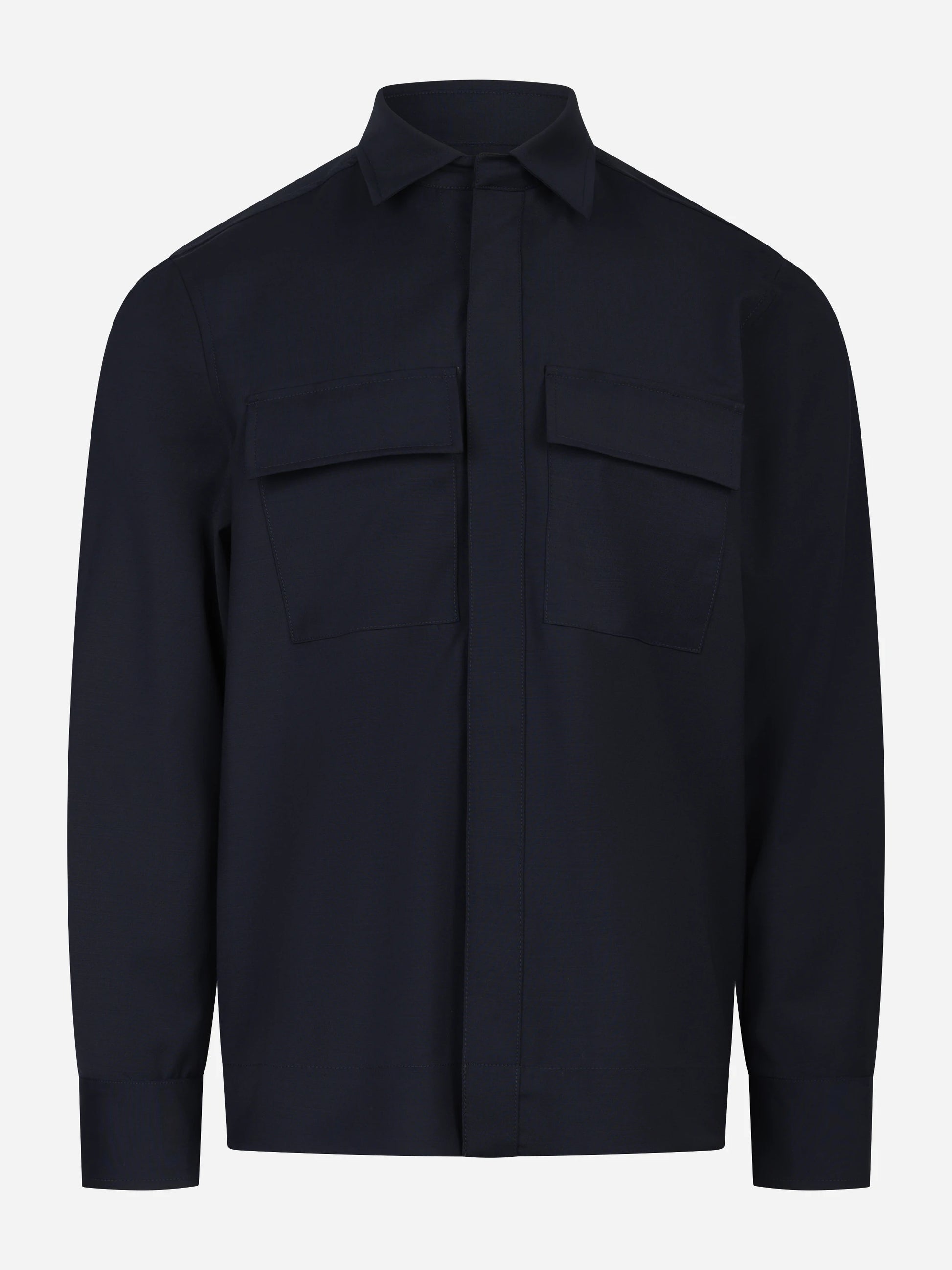 Overshirt in fresco lana blu