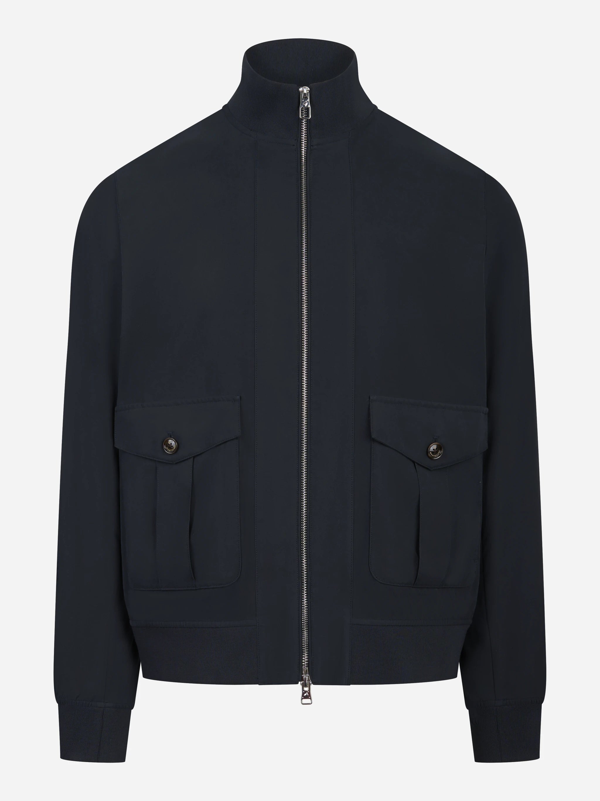 Bomber in nylon blu con zip