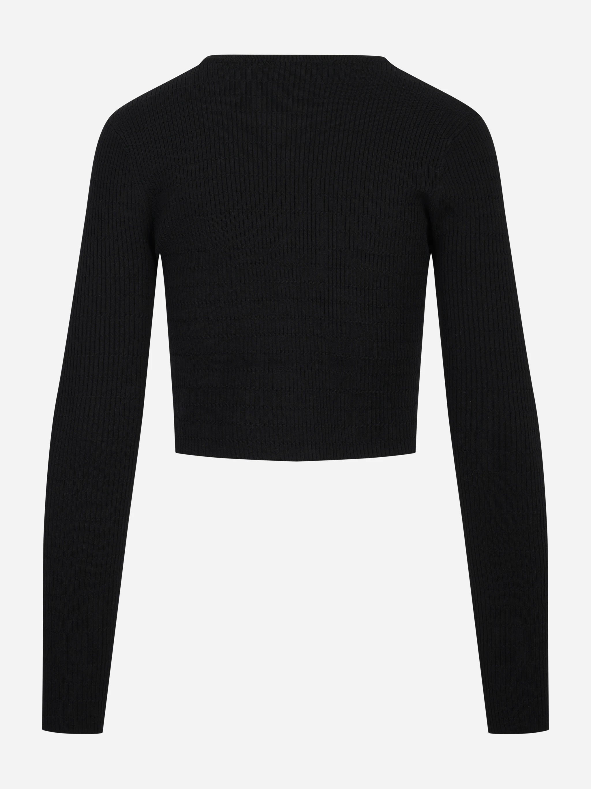 Cardigan in maglia nero a micro trecce