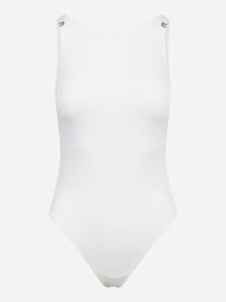 Body in jersey crepe con dettagli logo bianco