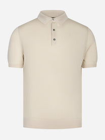 Polo manica corta in misto cotone beige