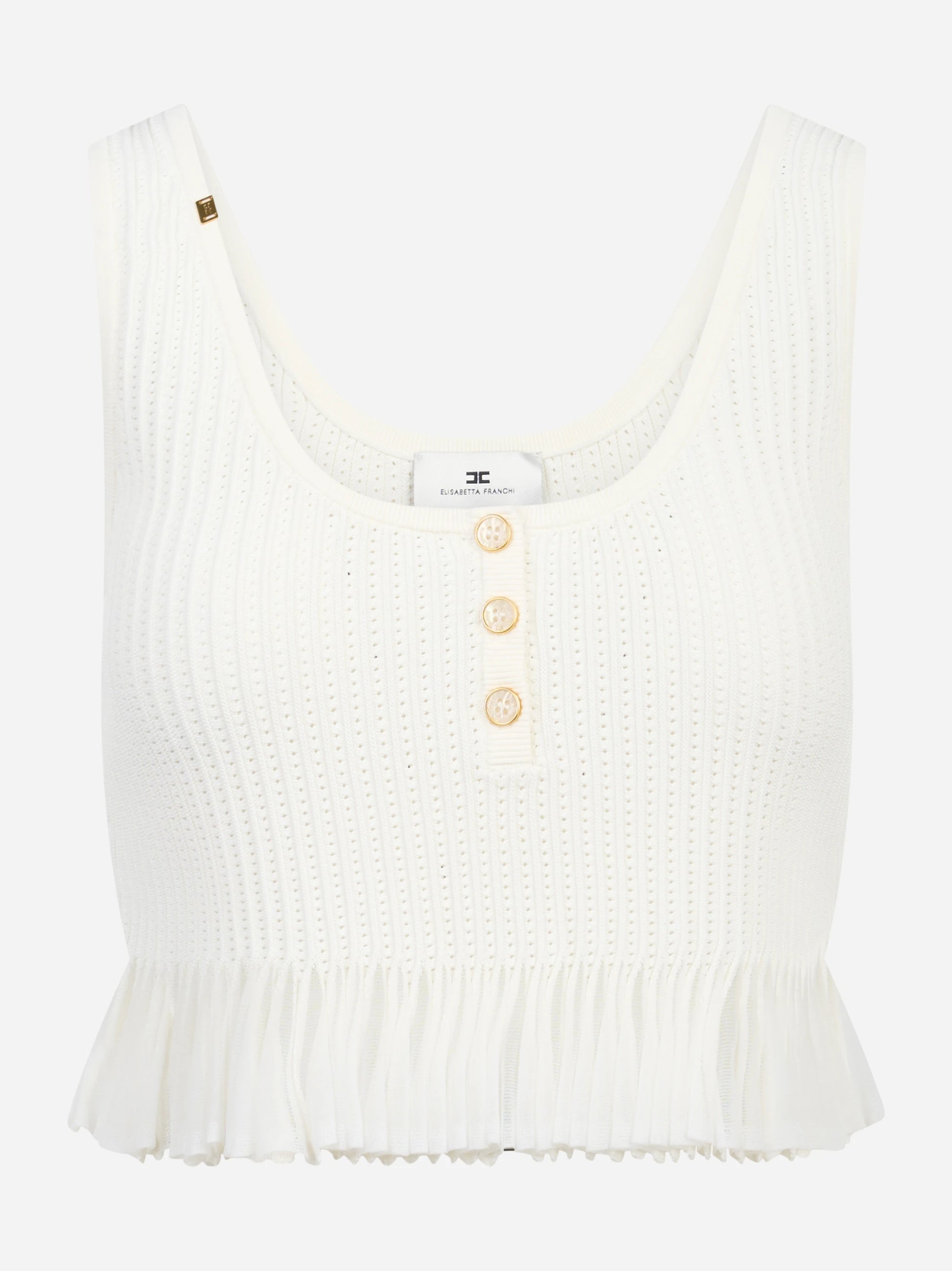 Top in maglia bianco a jour
