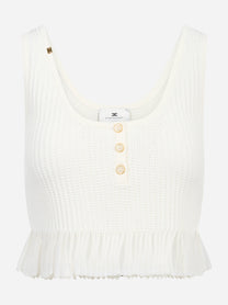 Top in maglia bianco a jour