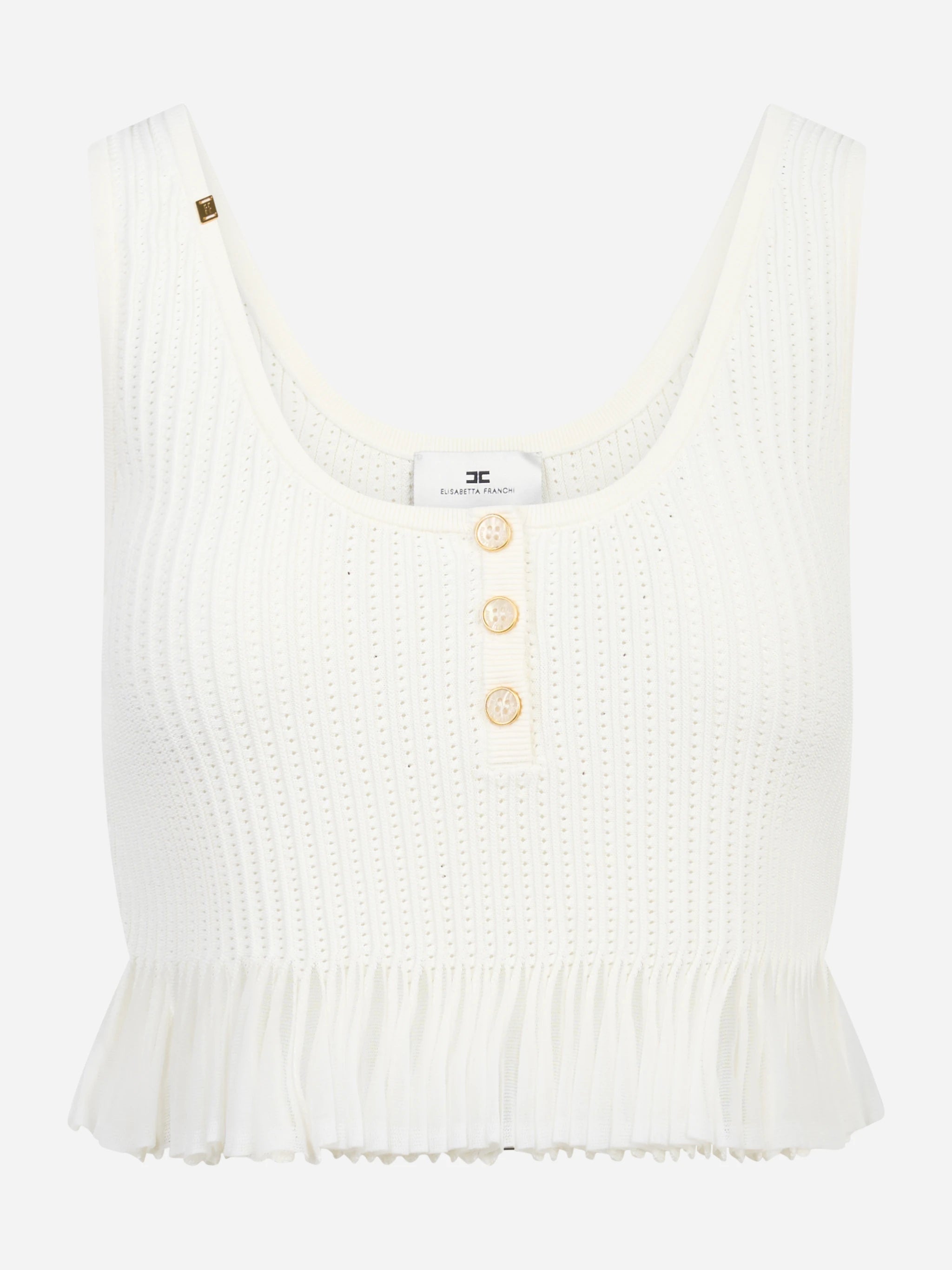 Top in maglia bianco a jour