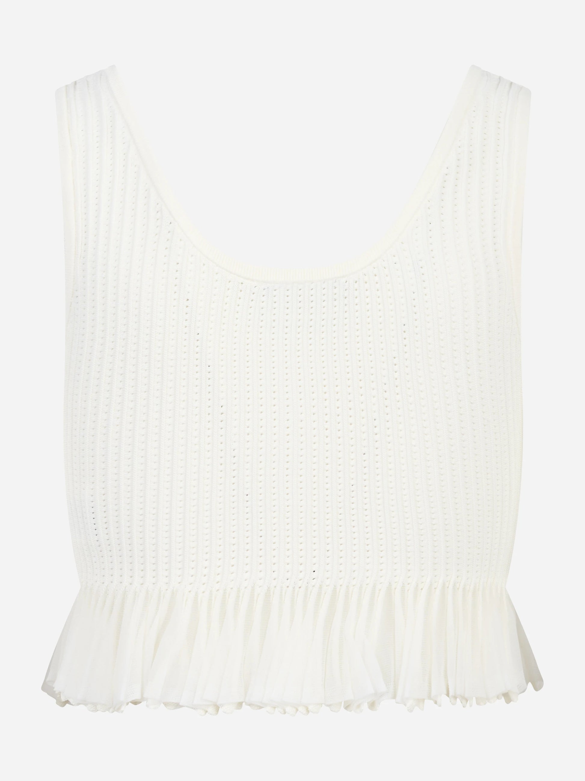 Top in maglia bianco a jour