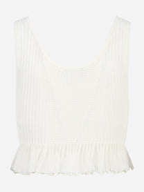 Top in maglia bianco a jour