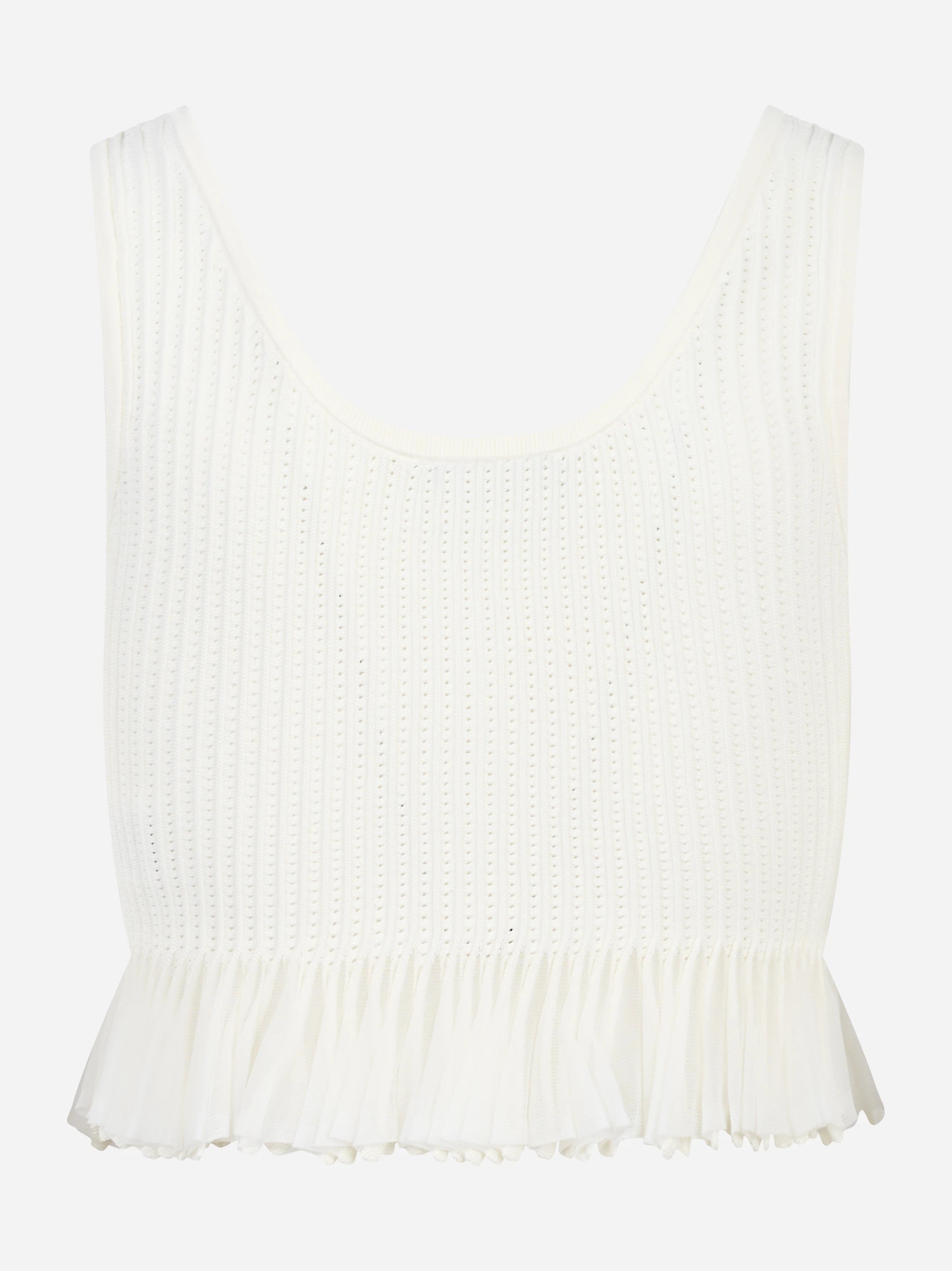 Top in maglia bianco a jour