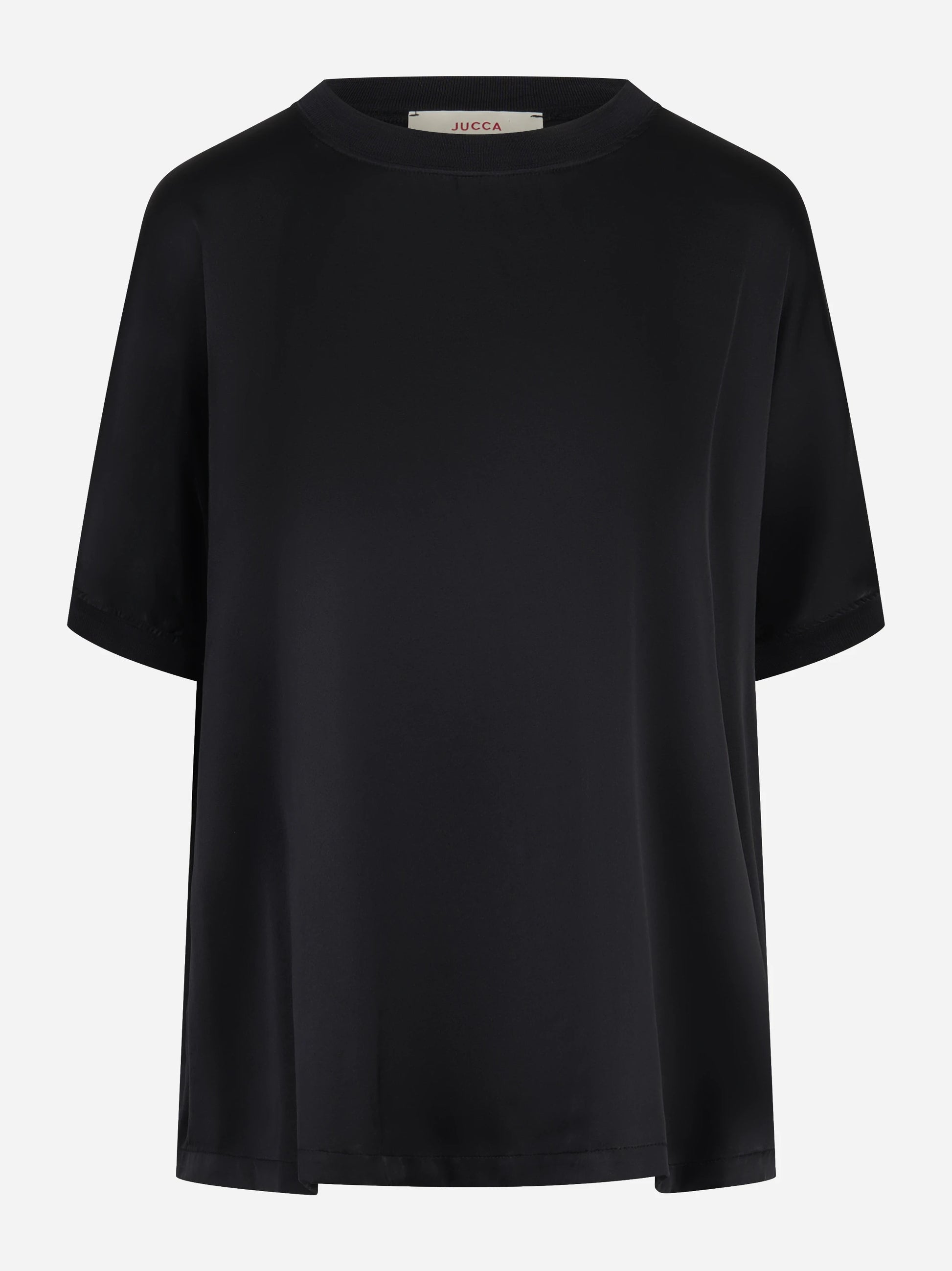 T-shirt over in seta nera