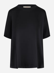 T-shirt over in seta nera