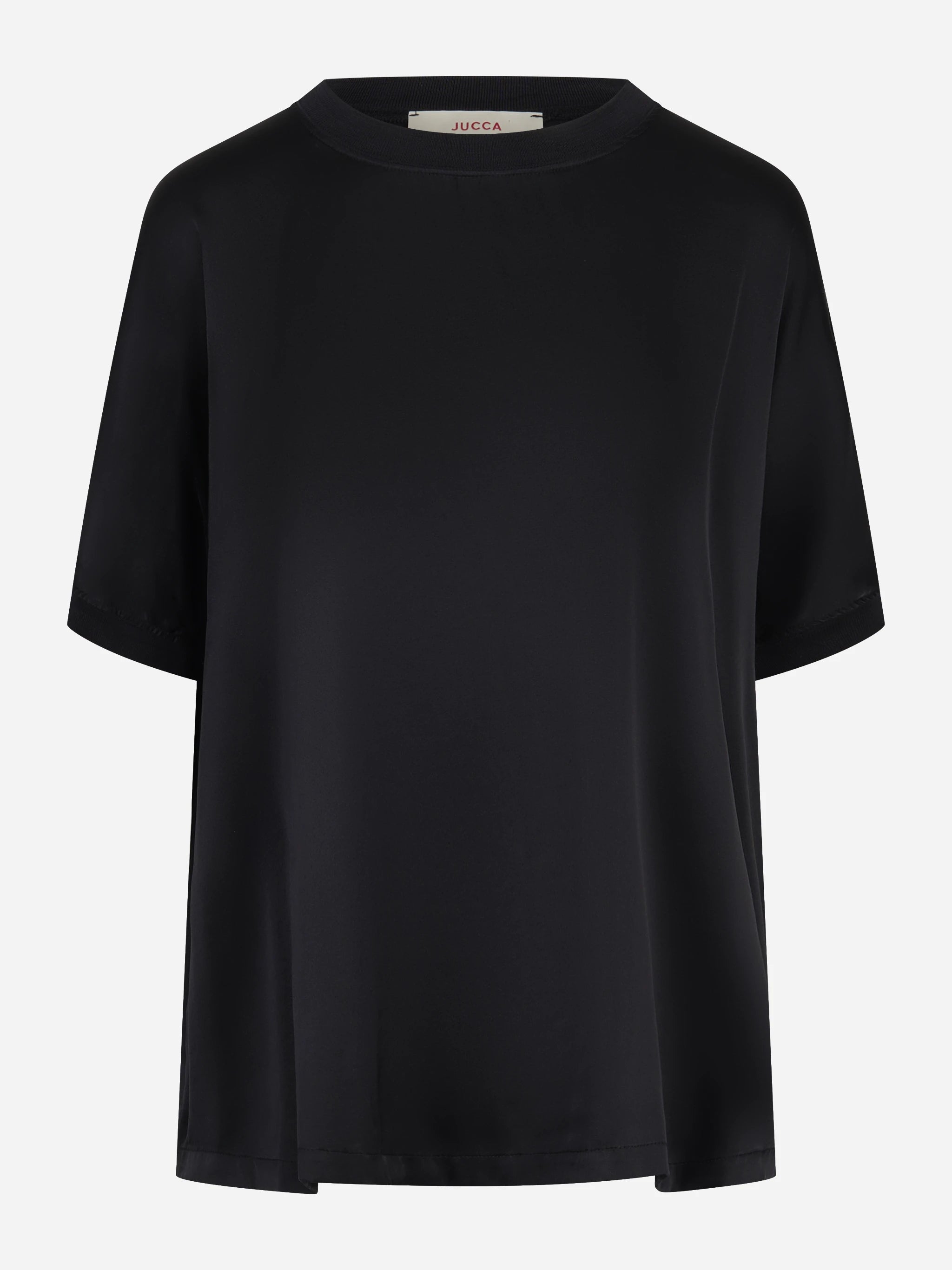 T-shirt over in seta nera