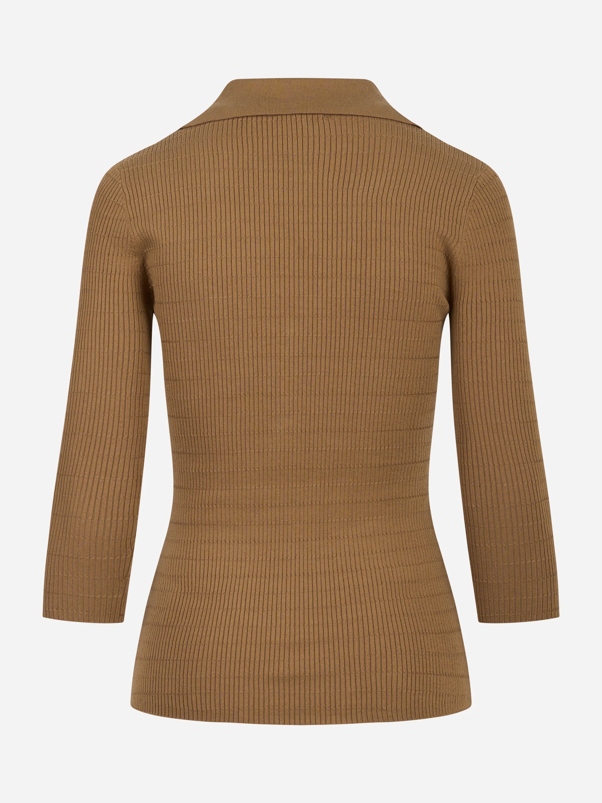 Polo beige in maglia a micro trecce