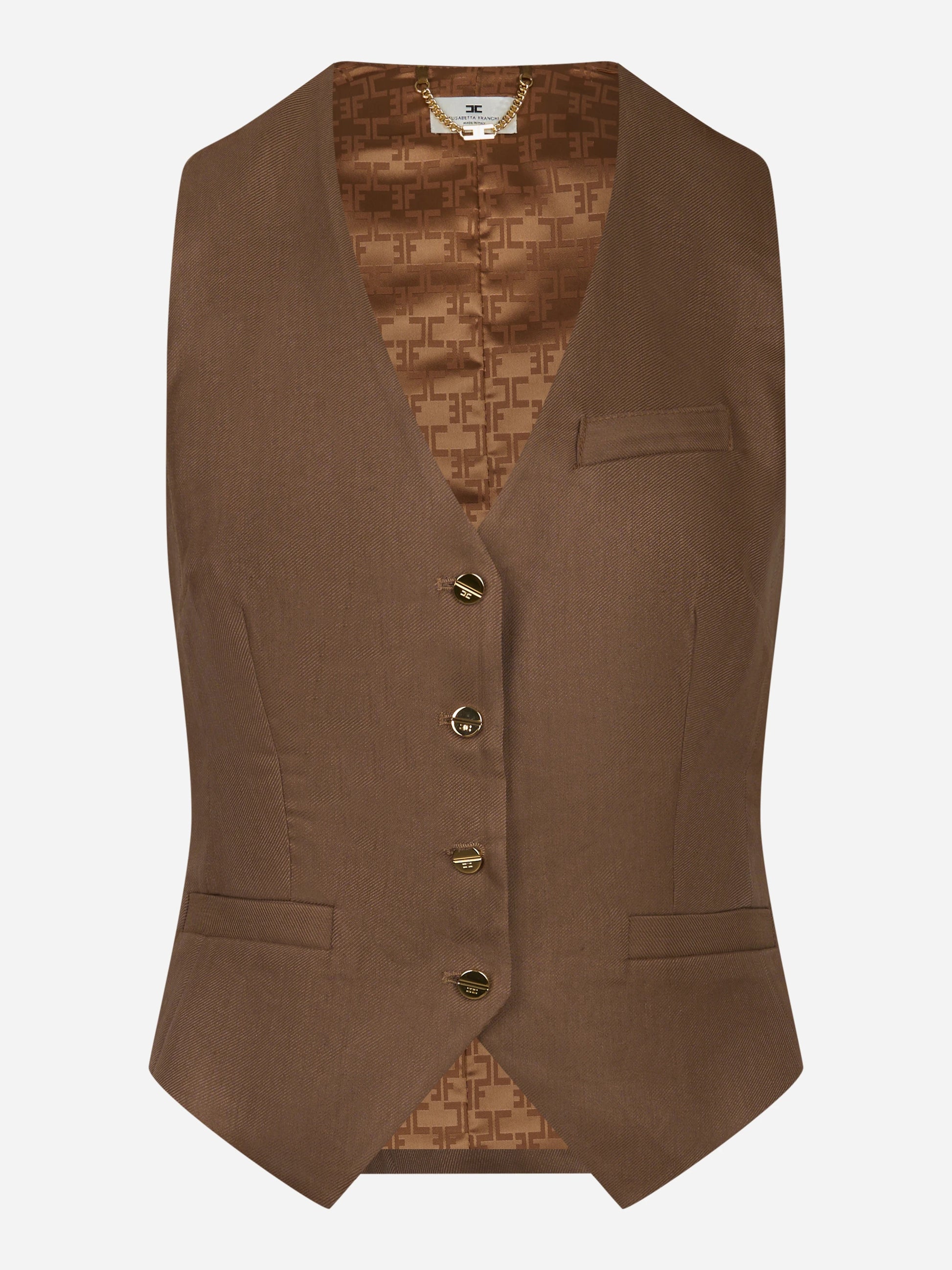 Gilet in lino e viscosa marrone