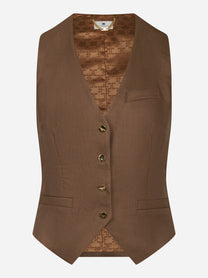 Gilet in lino e viscosa marrone