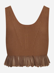 Top in maglia marrone a jour