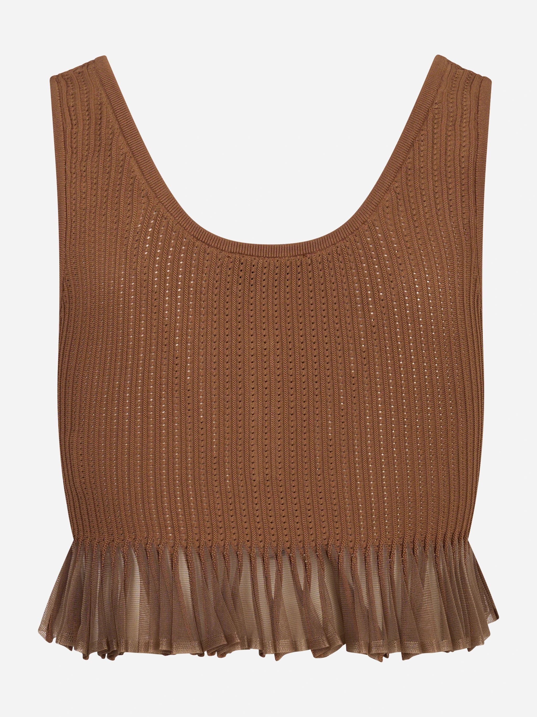 Top in maglia marrone a jour