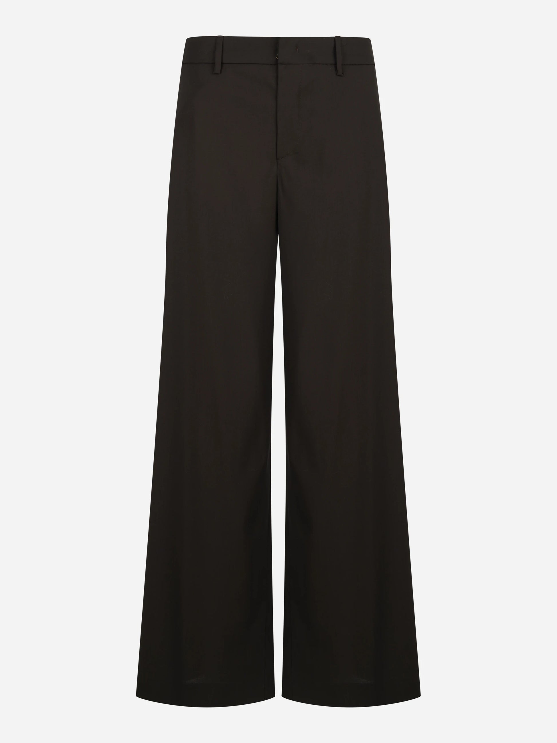 Pantalone Lorenza wide leg in fresco lana marrone