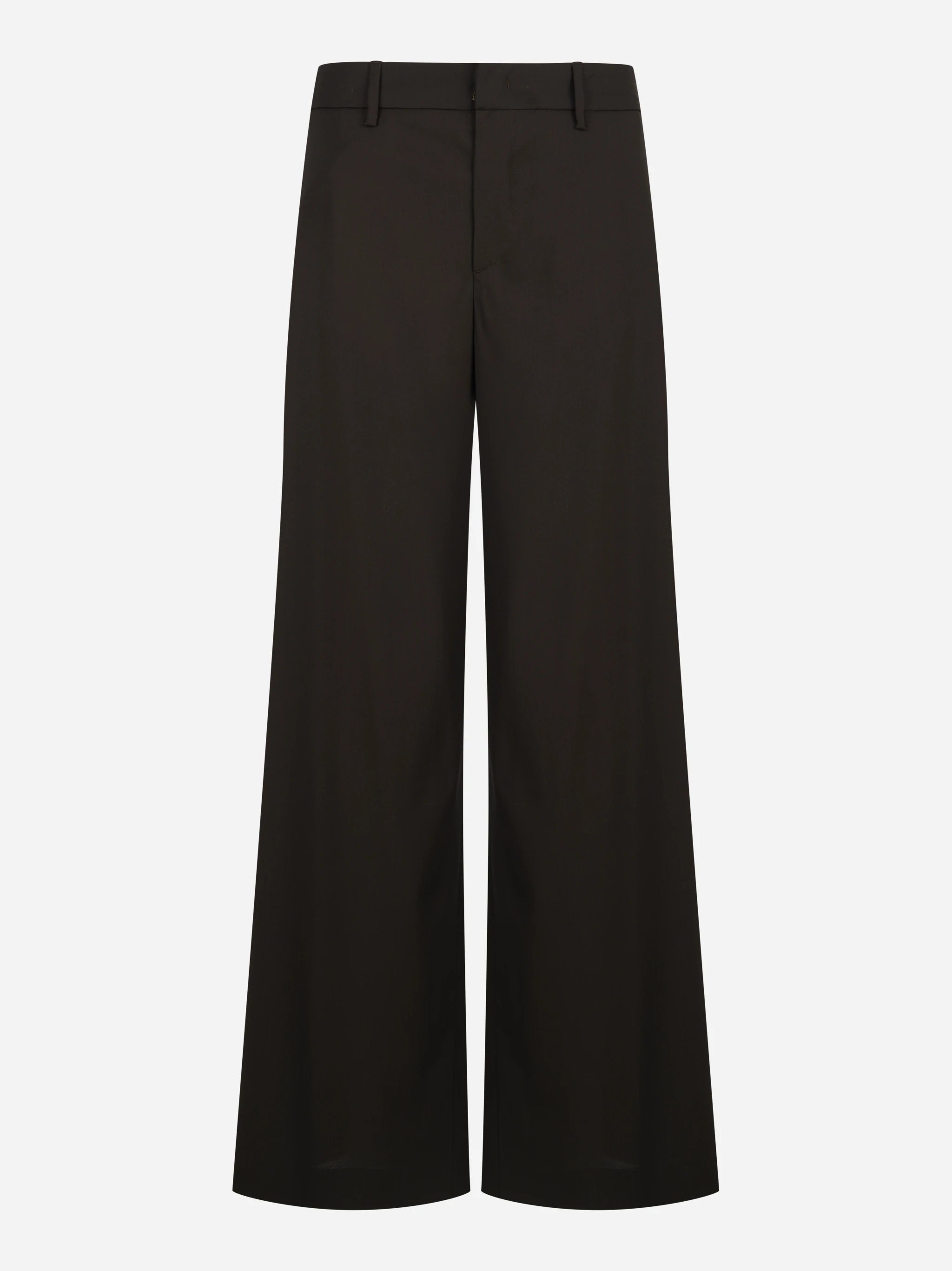 Pantalone Lorenza wide leg in fresco lana marrone