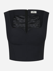 Top in doppio crepe stretch nero