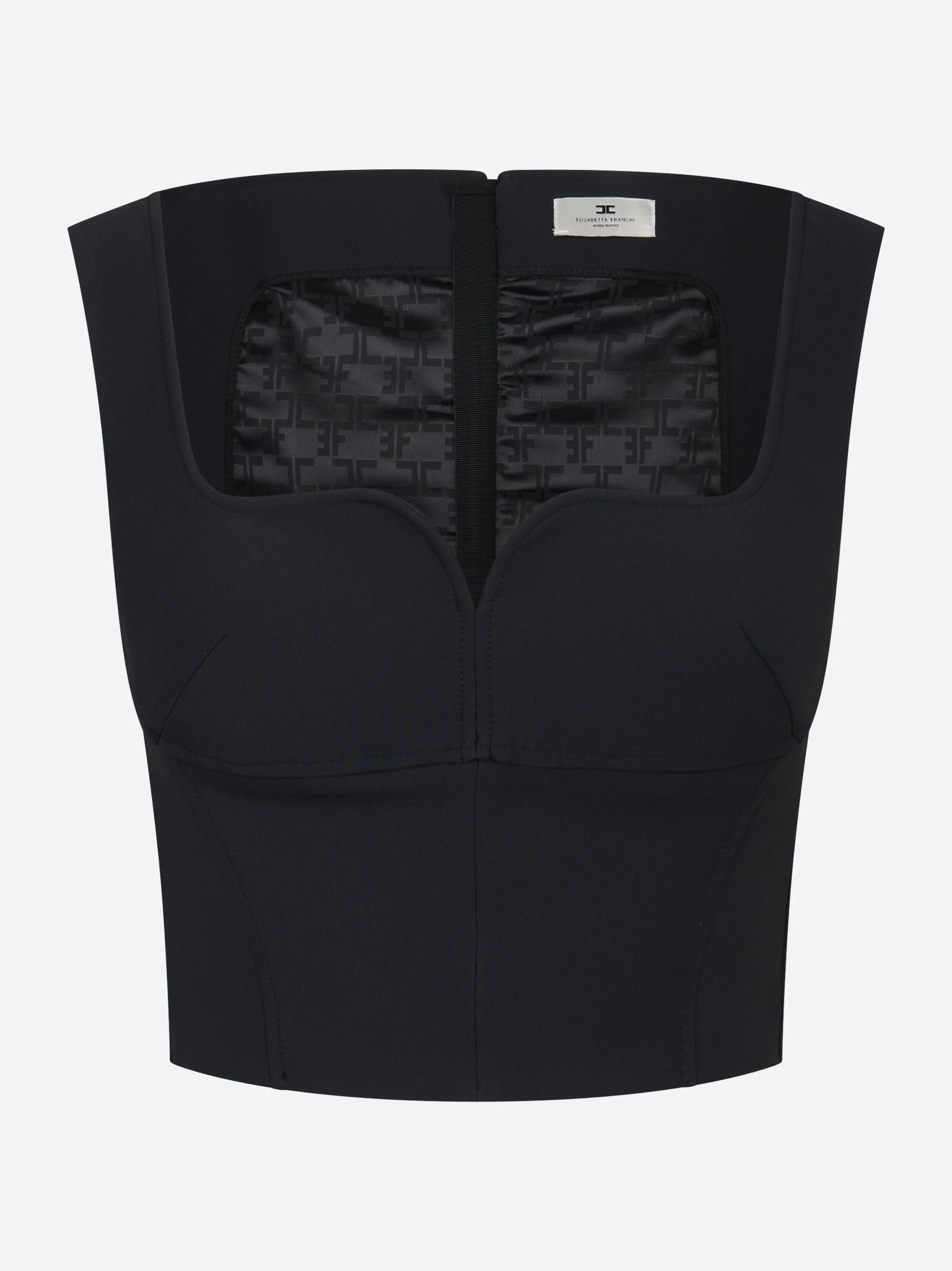 Top in doppio crepe stretch nero