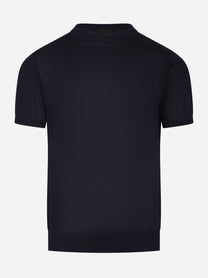 Maglia manica corta in misto cotone blu