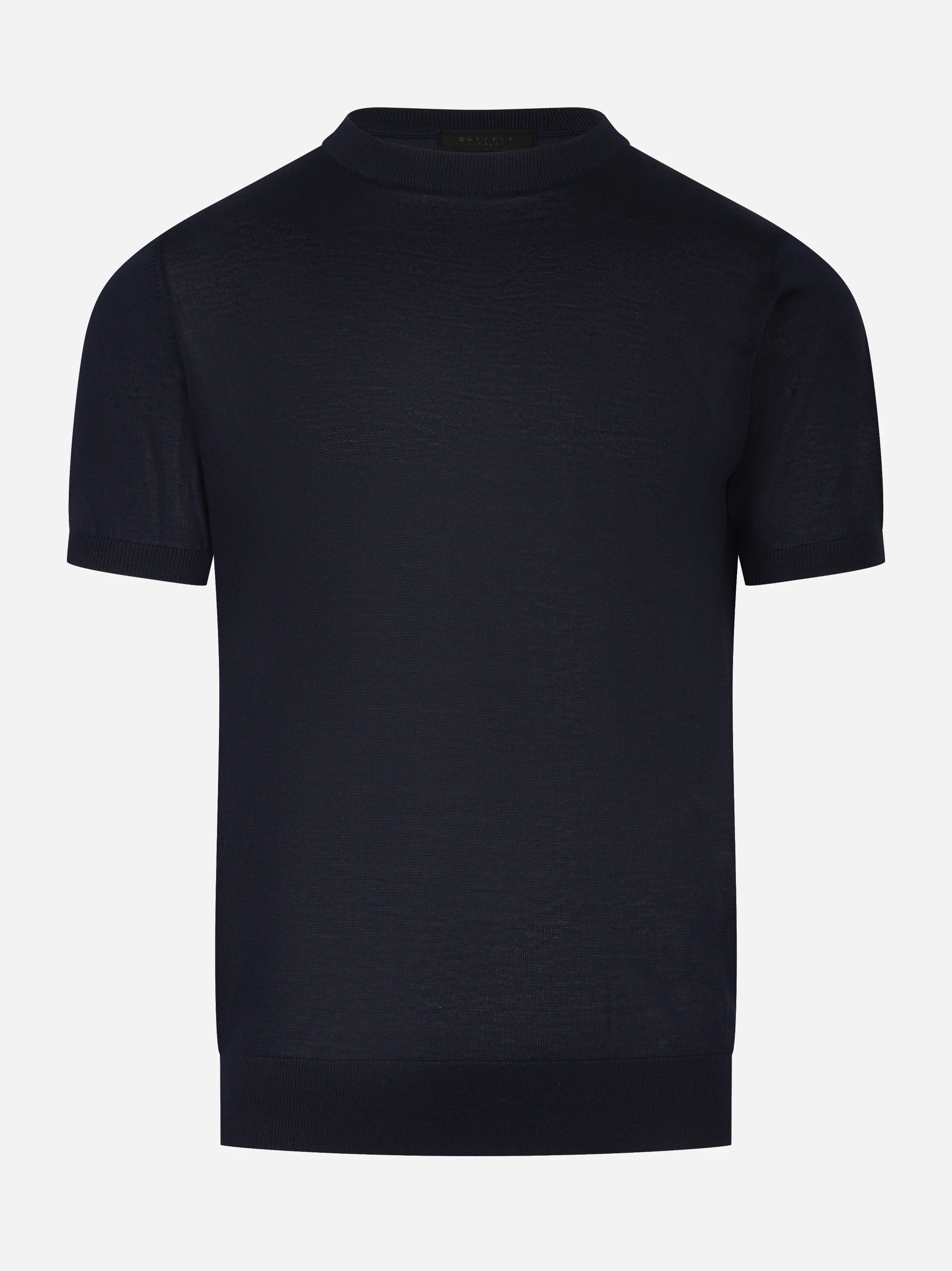 Maglia manica corta in misto cotone blu