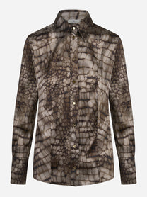 Camicia in raso con stampa alligatore