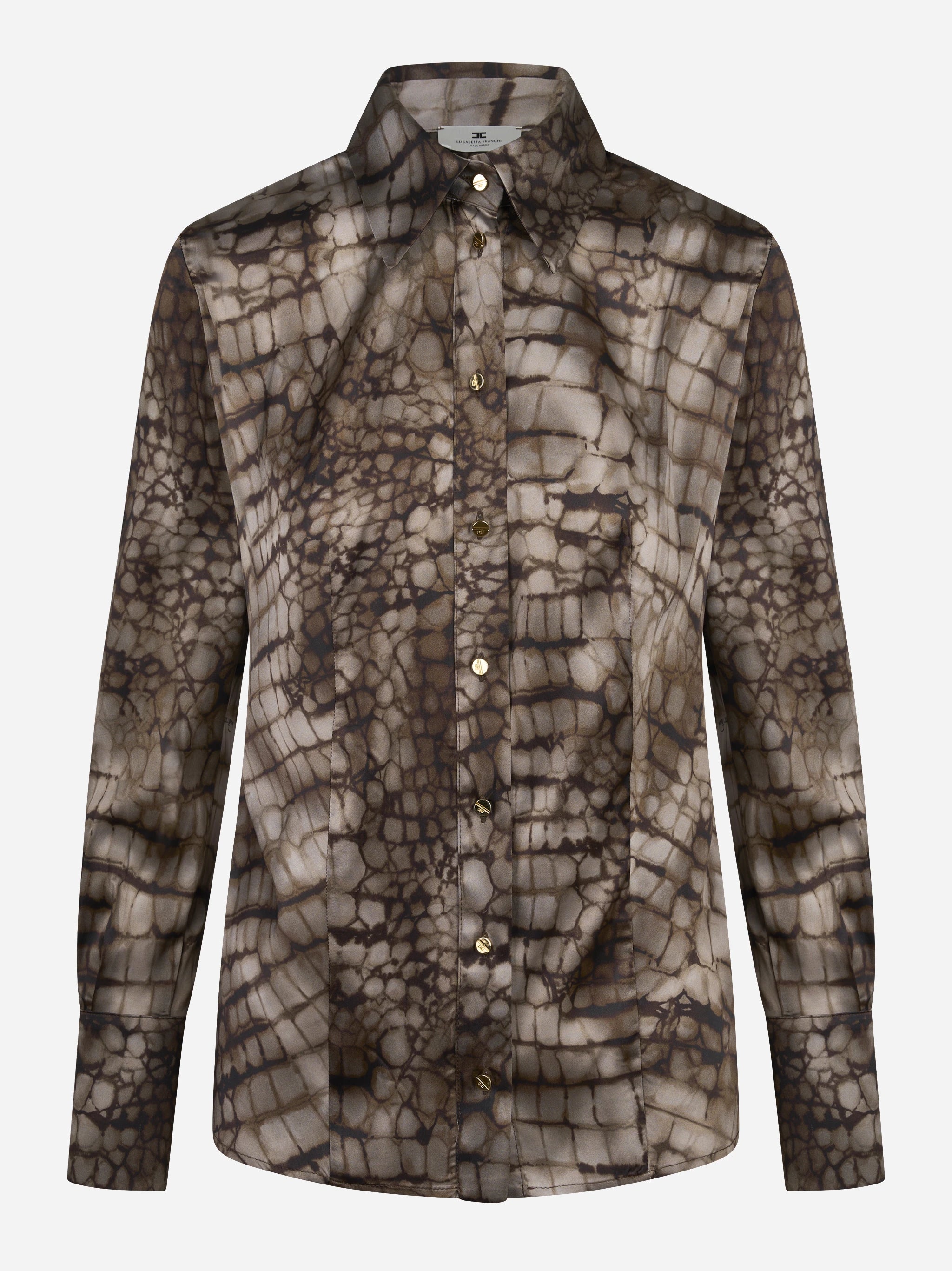 Camicia in raso con stampa alligatore