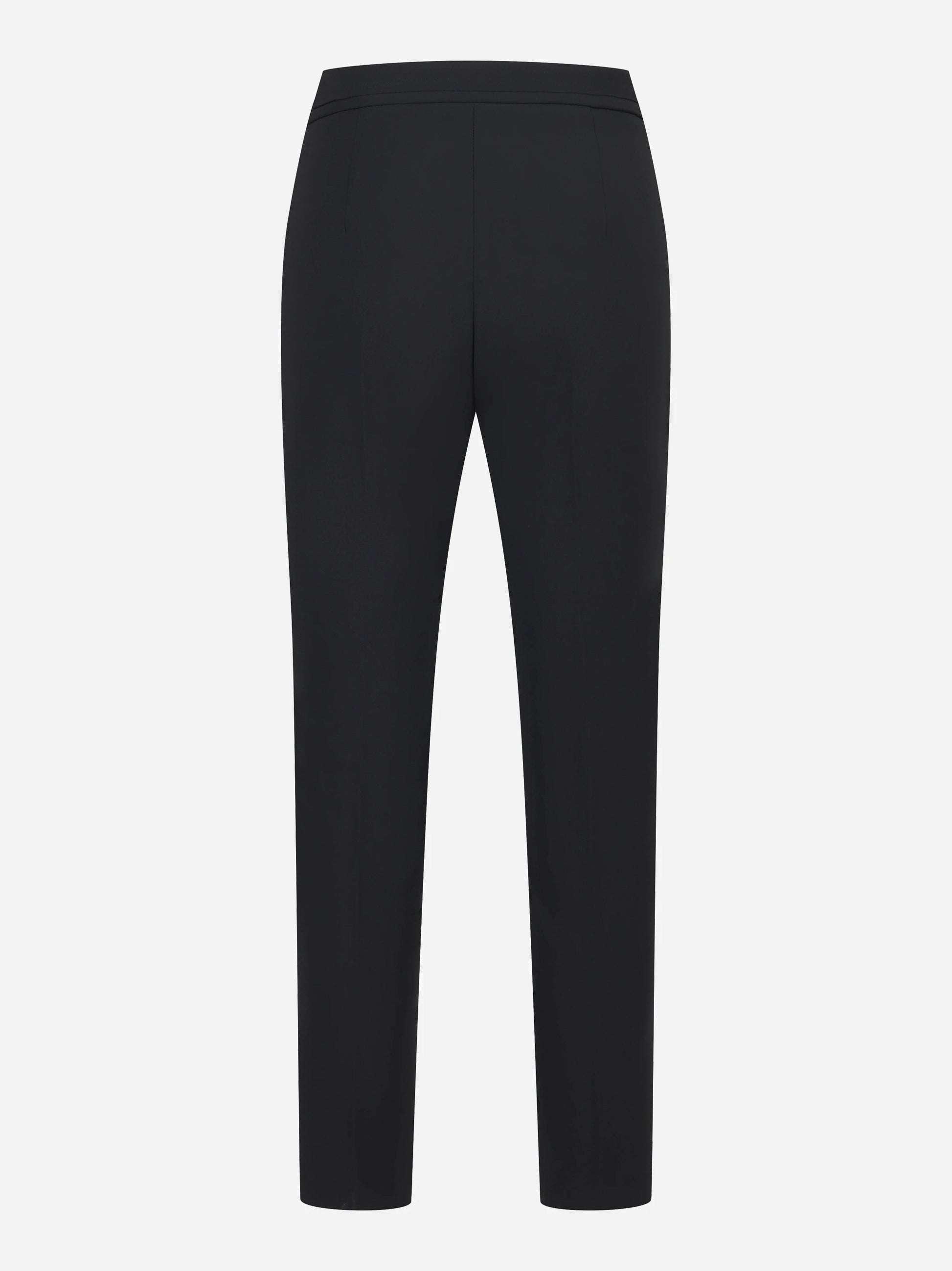 Pantalone nero in doppio crepe stretch con logo ricamato