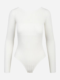 Body in maglia bianco con trasparenze