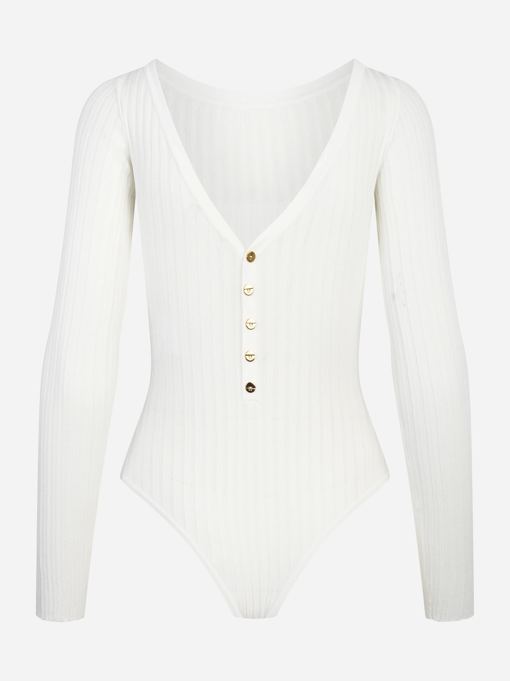 Body in maglia bianco con trasparenze