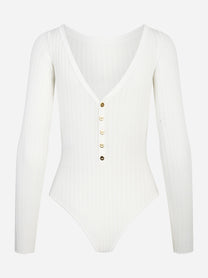 Body in maglia bianco con trasparenze
