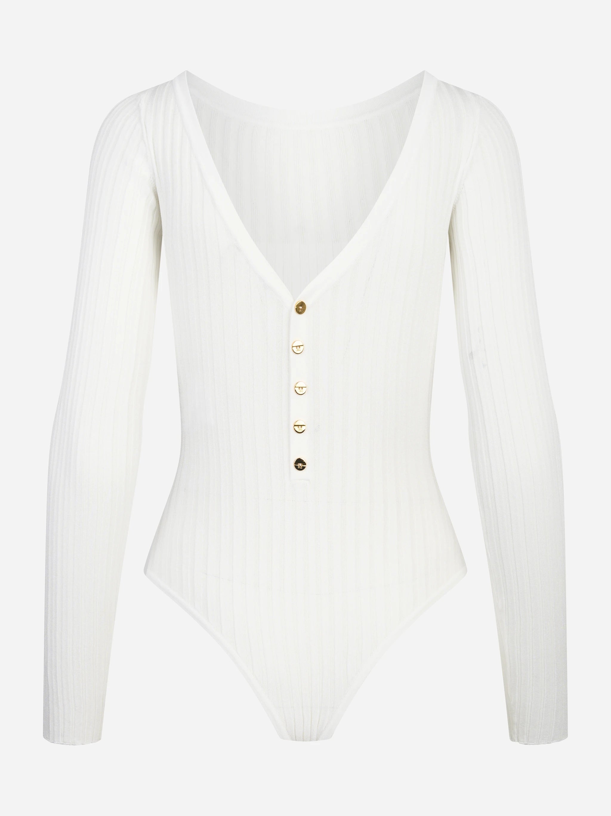 Body in maglia bianco con trasparenze