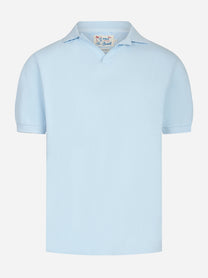 Polo skipper Charles in cotone stretch celeste