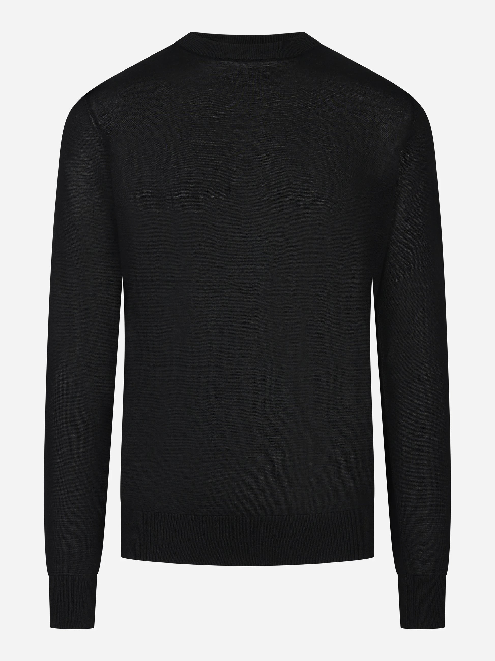 Maglia girocollo manica lunga in misto cotone nero