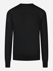 Maglia girocollo manica lunga in misto cotone nero