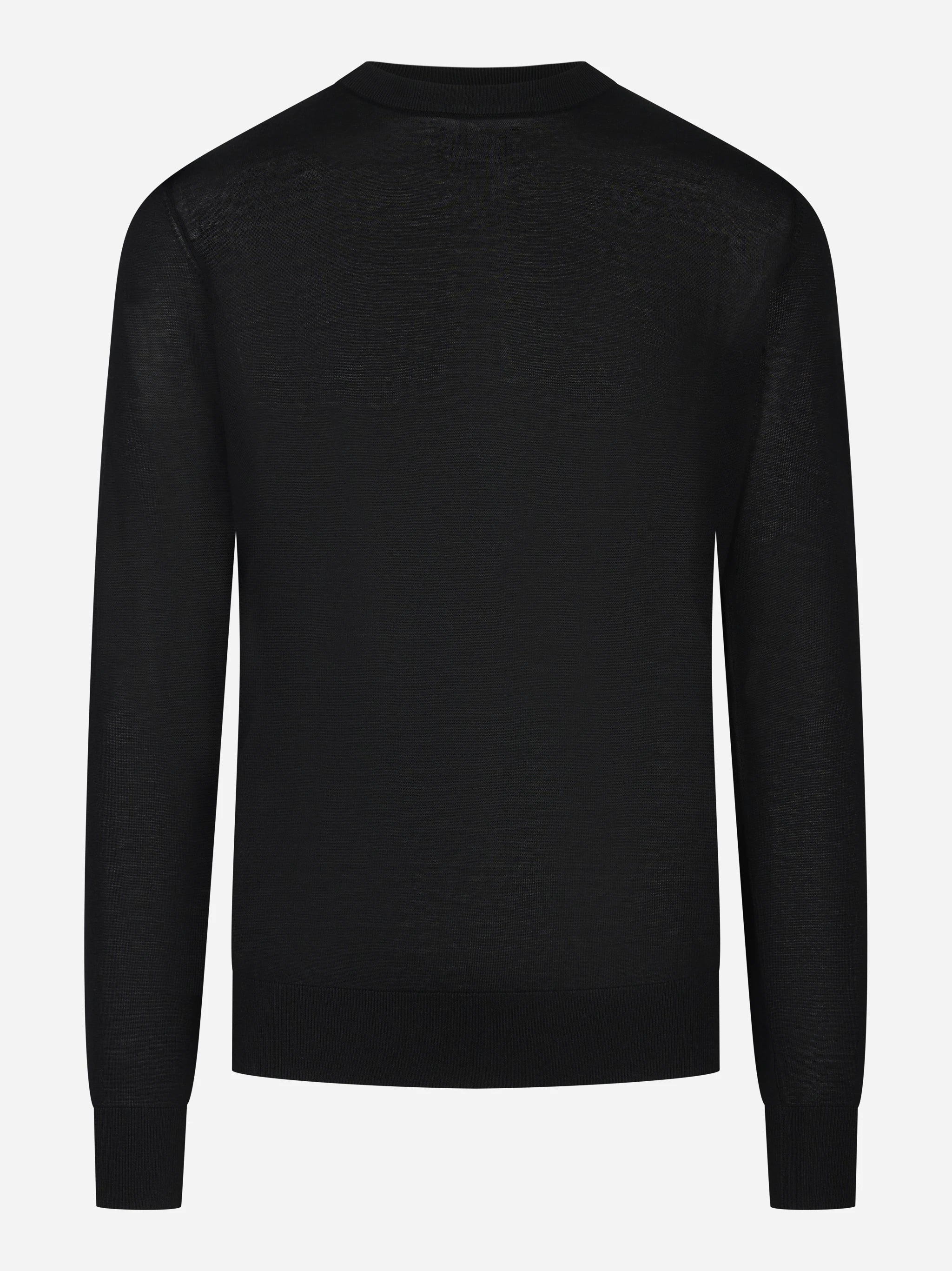 Maglia girocollo manica lunga in misto cotone nero