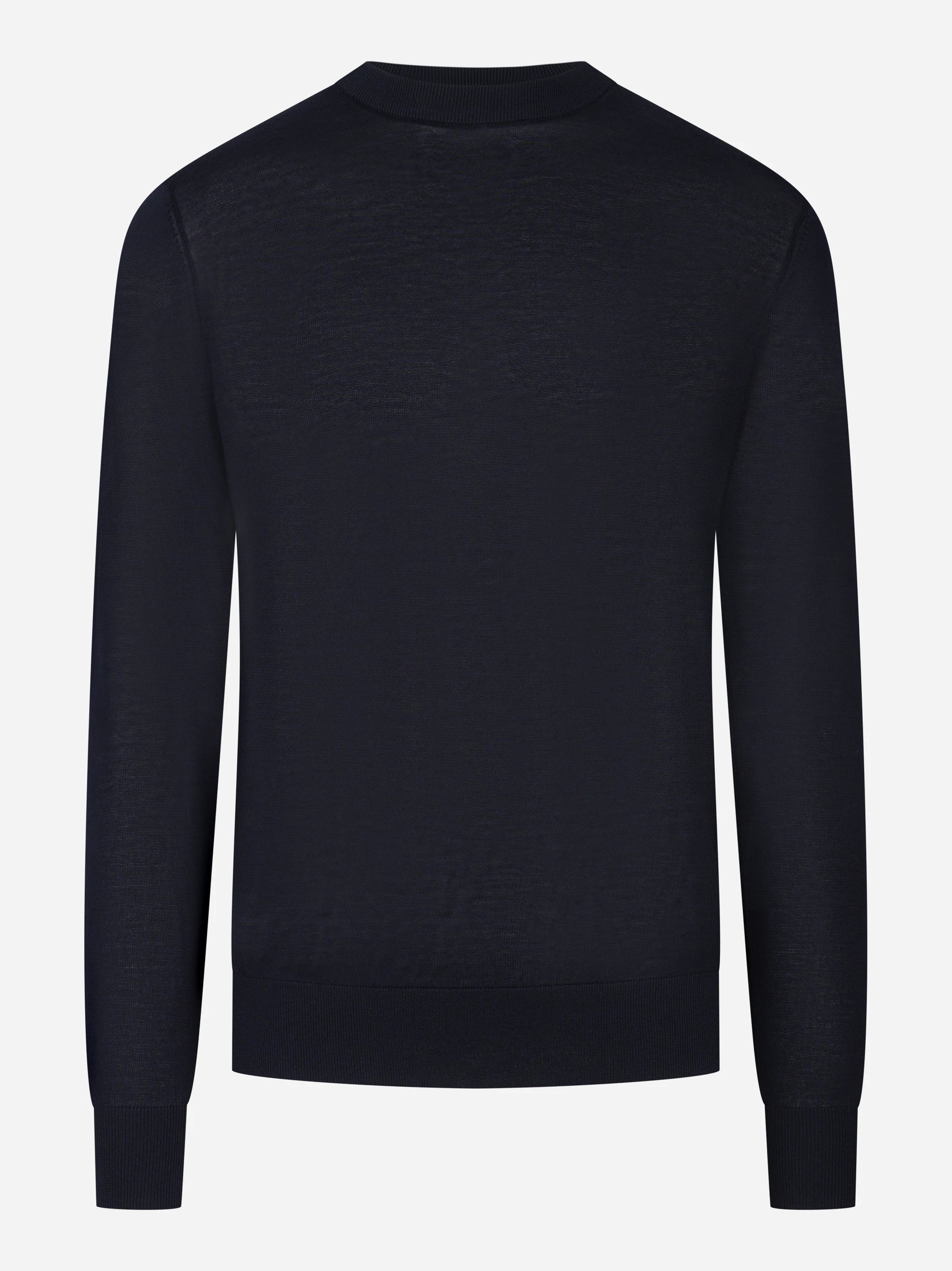 Maglia girocollo manica lunga in misto cotone blu