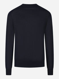 Maglia girocollo manica lunga in misto cotone blu