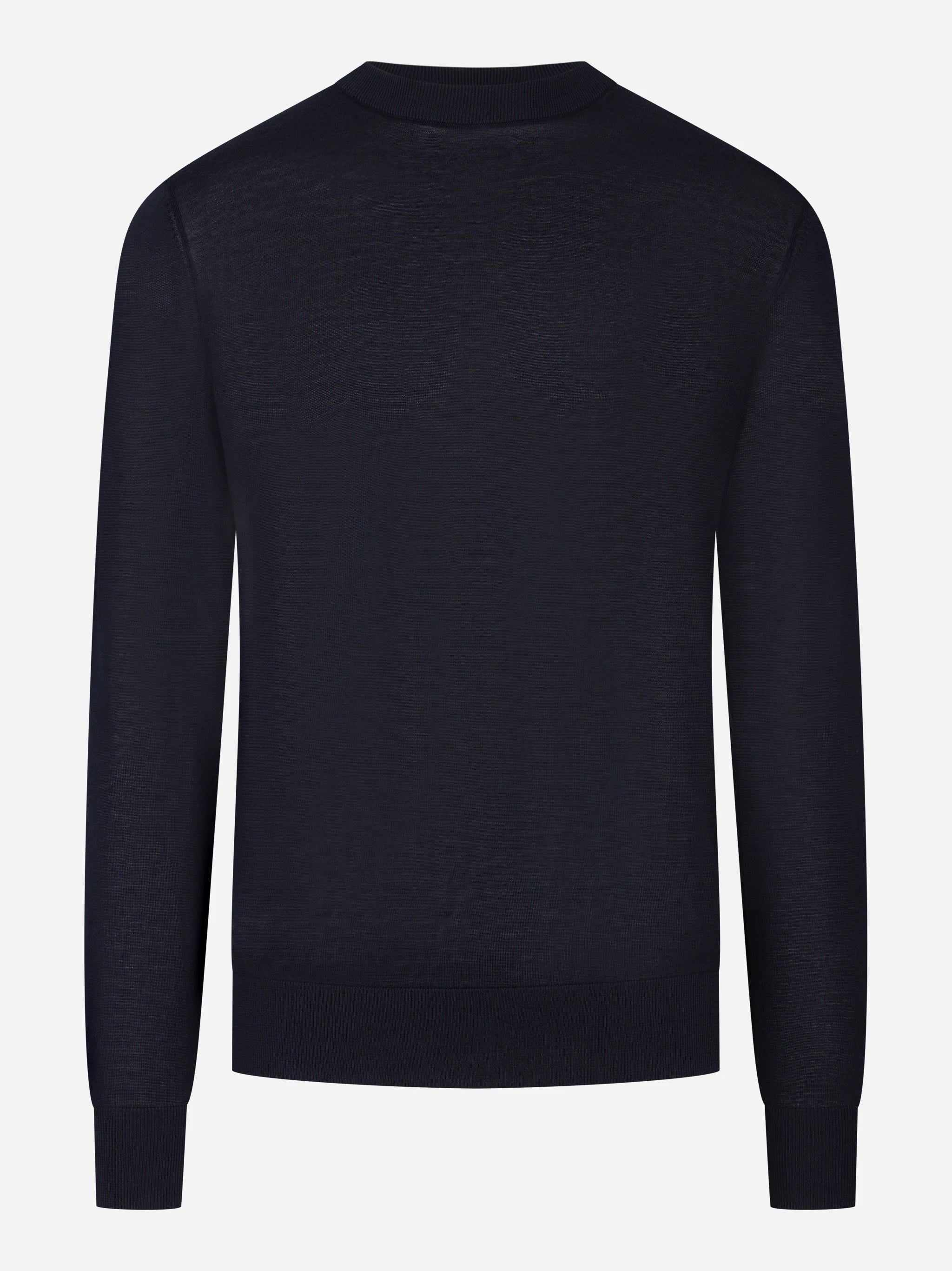 Maglia girocollo manica lunga in misto cotone blu