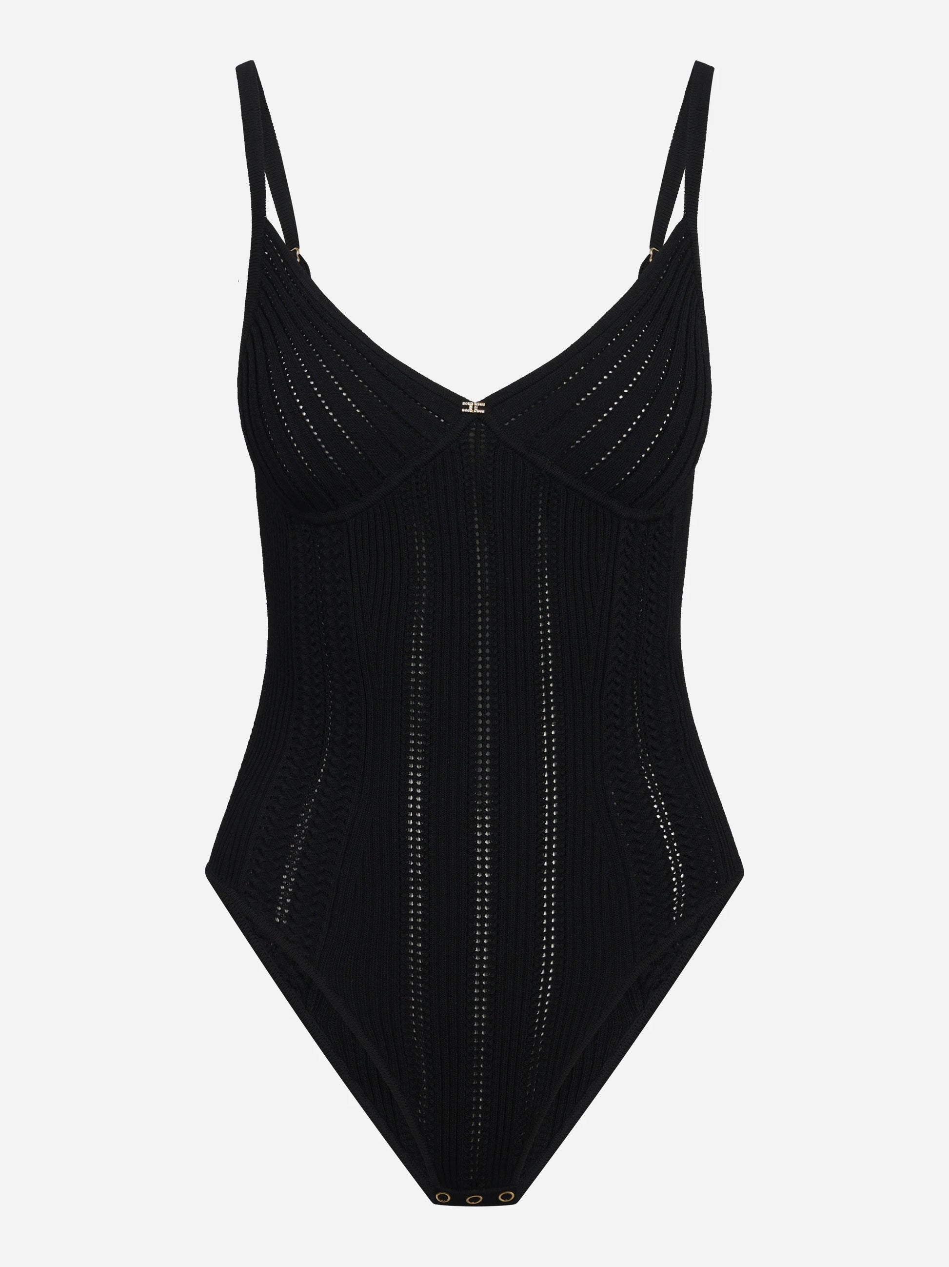 Body nero in maglia à jour