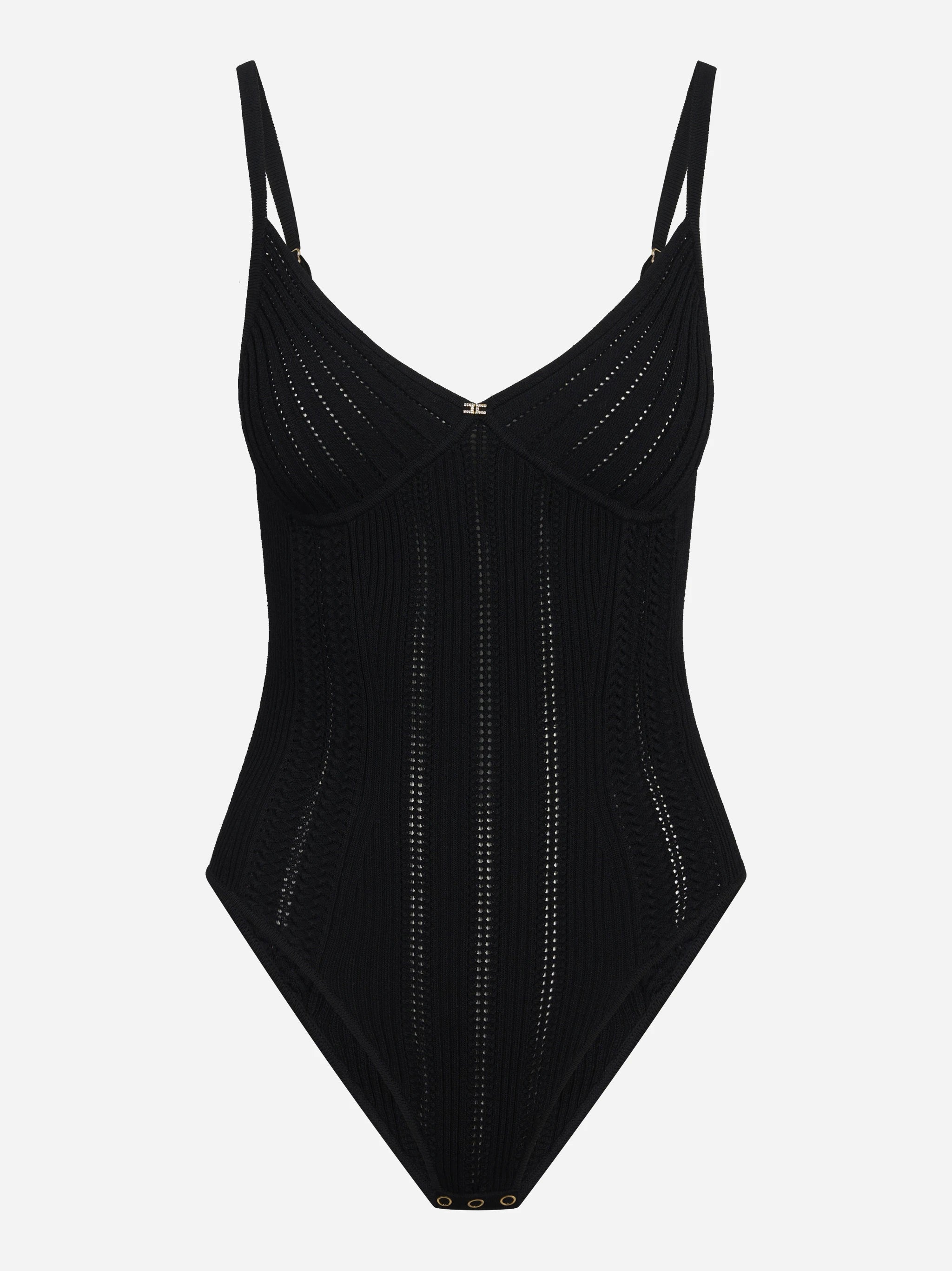 Body nero in maglia à jour