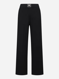 Pantalone in maglia nero con bande in viscosa lucida