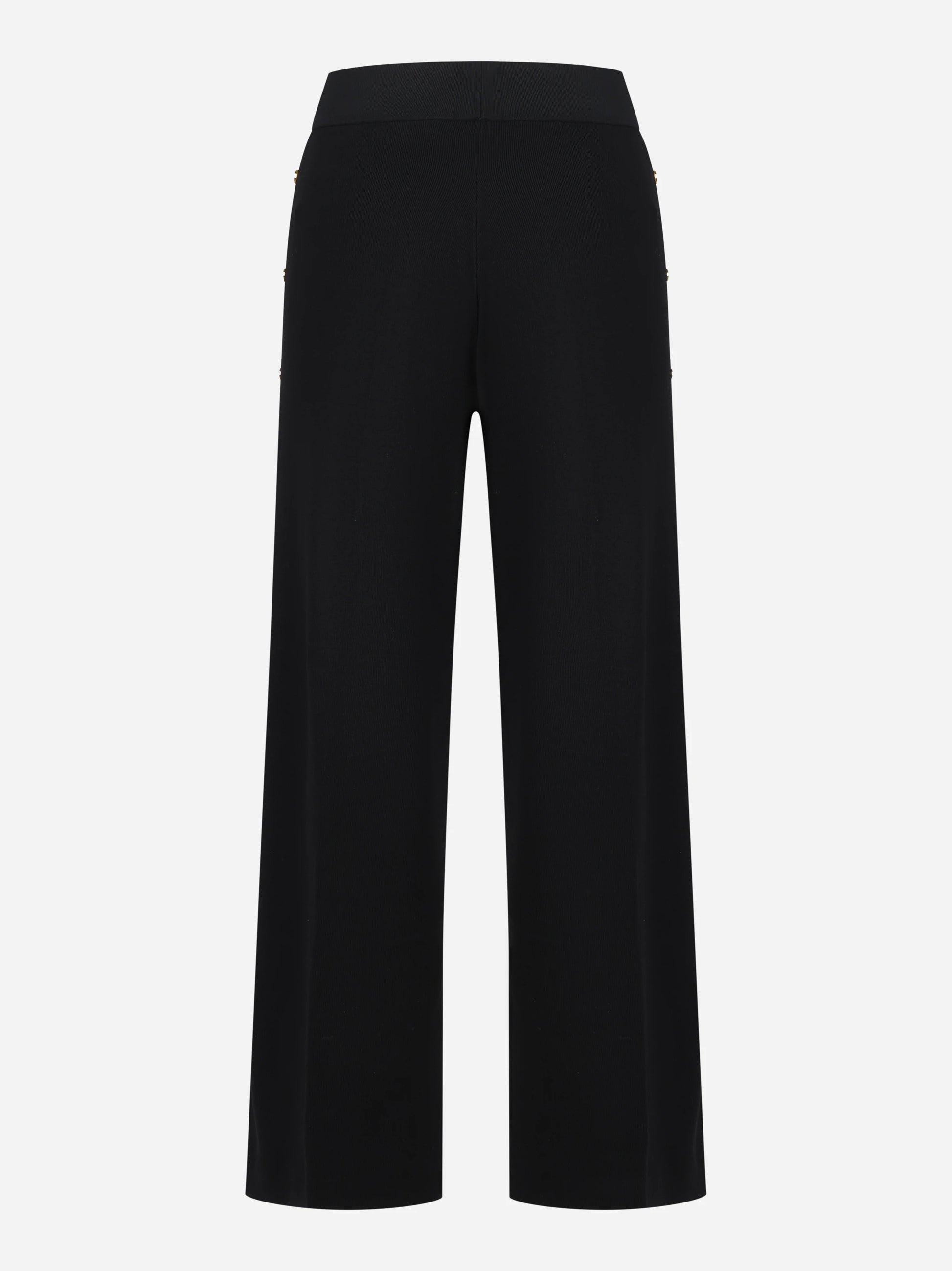 Pantalone in maglia nero con bande in viscosa lucida