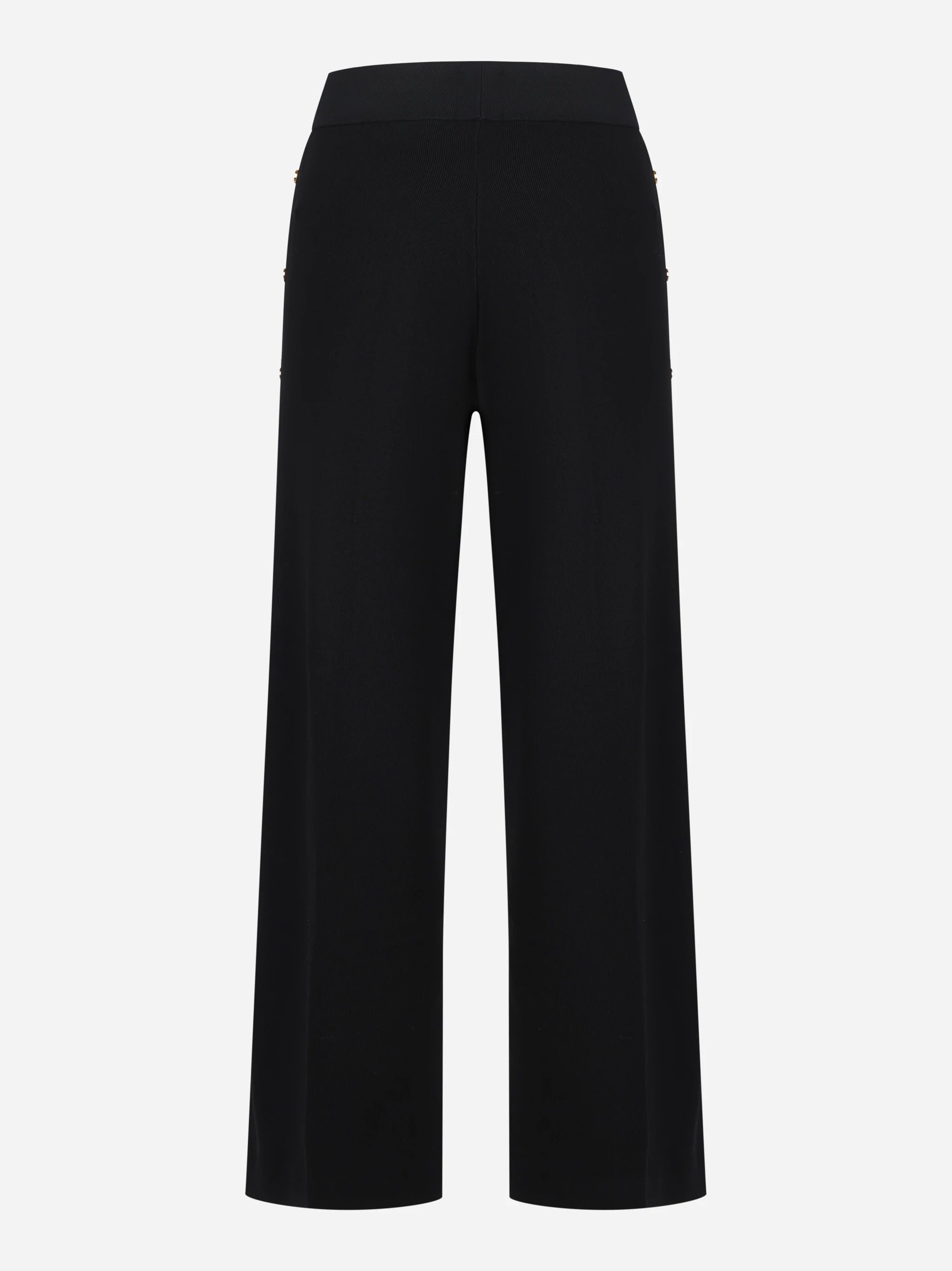 Pantalone in maglia nero con bande in viscosa lucida