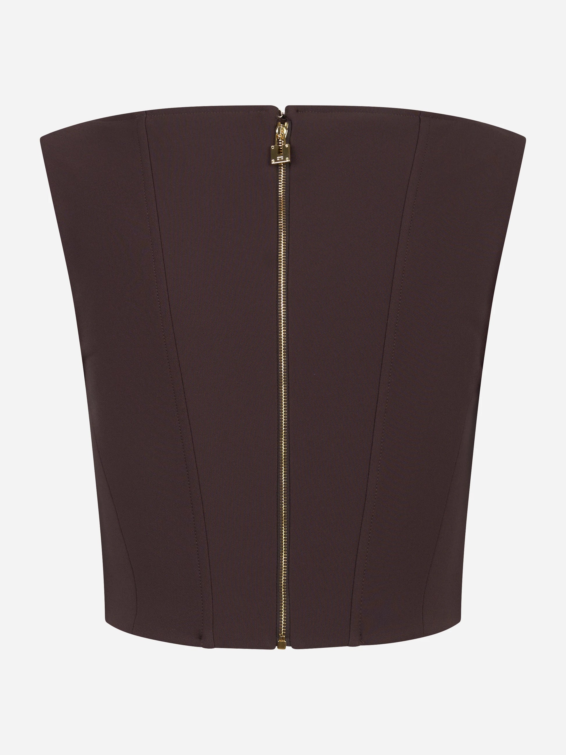 Top in doppio crepe stretch marrone