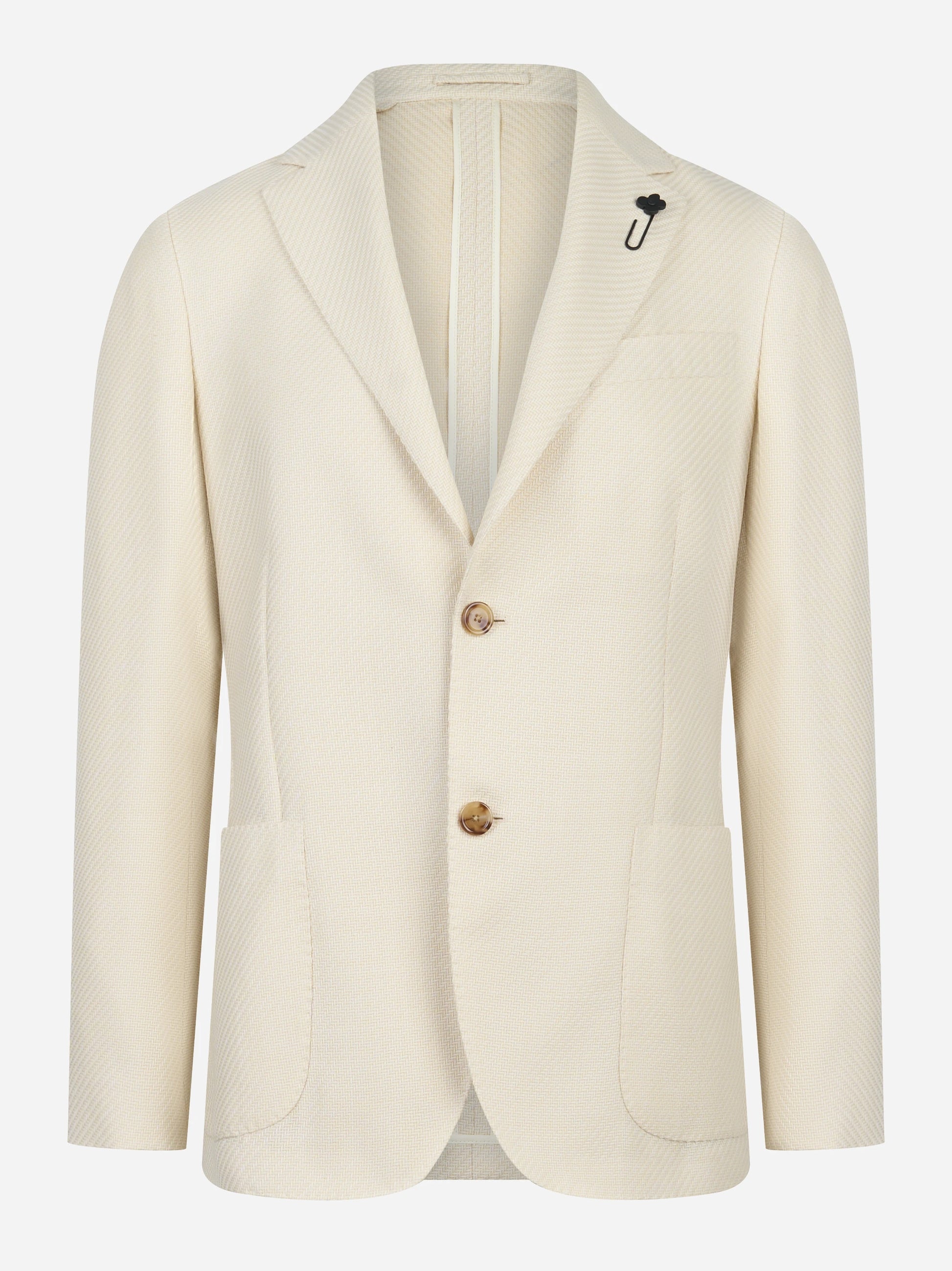 Blazer bianco con tasche a toppa in lana e cotone